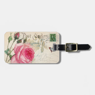 Pink Rose Französisch Akzente Gepäckmarke Gepäckanhänger