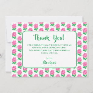 Pink Rose Geburtstag Danke Karte