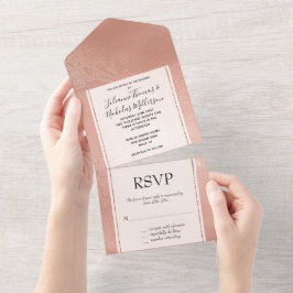 Pink Rose Glam Lace Wedding All In One Einladung
