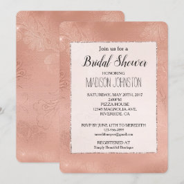 Pink Rose Glam Lace Wedding Einladung