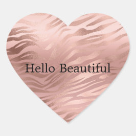 Pink Rose Glam Zebra Herz-Aufkleber