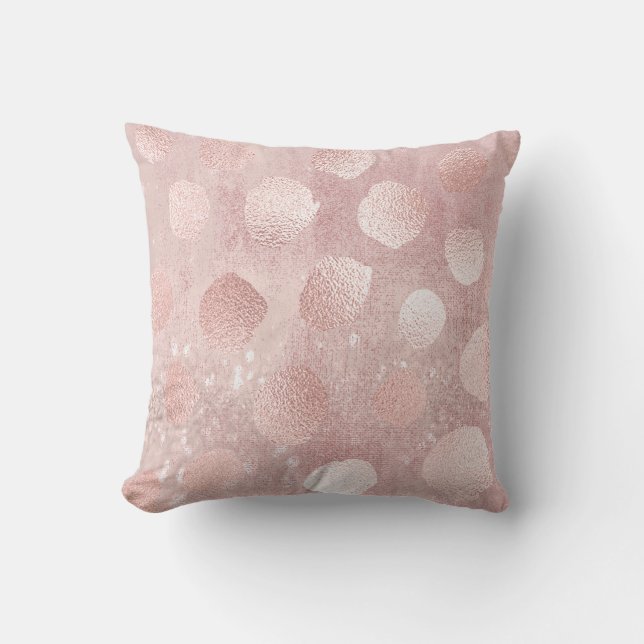 Pink Rose Glitzer Paint Metallic Polka Dots Girly Kissen (Vorderseite)