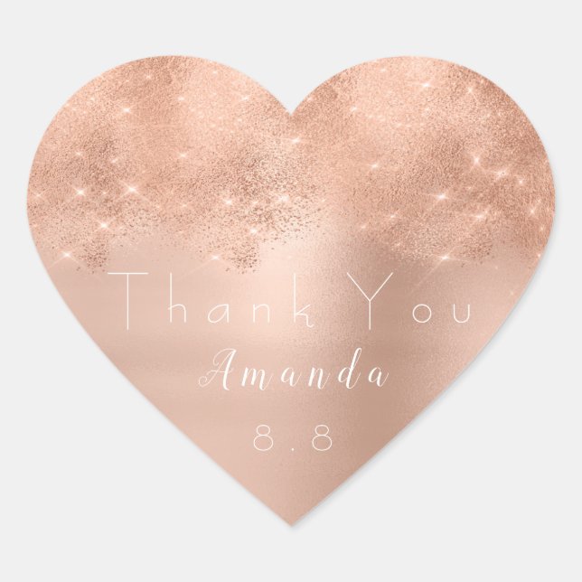 Pink Rose Gold Blush Wedding Danke Brida Heart Herz-Aufkleber (Vorderseite)