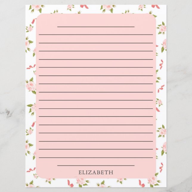 Pink Rose Gold Floral Papier (Vorderseite)