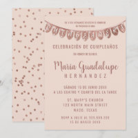 Pink Rose Gold Glitter Banner Español Quinceañera