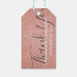 Pink Rose Gold Glitzer und Sparkle Vielen Dank Geschenkanhänger
