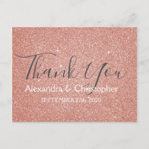 Pink Rose Gold Glitzer und Sparkle Vielen Dank Postkarte