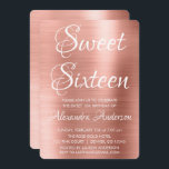 Pink Rose Gold Modern 16 . Geburtstag Geburtstagsp Einladung<br><div class="desc">Rosa Rosa - Rose Gold Elegant und moderne 16 . Geburtstag Metallic Brushed Metal Party Einladung. Diese Einladung ist perfekt für eine Dusty Pink Rose Gold Sweet 16 Geburtstagsparty,  die in Pink Rose Gold feiern möchte. Matching-Elemente können angefordert werden,  indem Sie den Designer kontaktieren.</div>