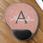 Pink Rose Gold Sparkle Glitter Monogram Name Gel Mousepad<br><div class="desc">Rosa - Rose Gold und Karkohle Grau (Grau) Sparkle Glitzer Monogram Name Monogram Mousepad. Dieses Mousepad kann auf Ihren Vornamen angepasst werden. Bitte kontaktieren Sie den Designer,  um passende Artikel zu erhalten.</div>