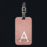 Pink Rose Gold Sparkle Glitter Monogram Name Gepäckanhänger<br><div class="desc">Blush Pink - Rose Gold Sparkle Glitzer Monogram Name und erste Gepäckmarke. Diese Taschenmarke ist ideal für Zurück in die Schule, Arbeit oder Reisen.</div>