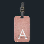 Pink Rose Gold Sparkle Glitter Monogram Name Gepäckanhänger<br><div class="desc">Blush Pink - Rose Gold Sparkle Glitzer Monogram Name und erste Gepäckmarke. Diese Taschenmarke ist ideal für Zurück in die Schule,  Arbeit oder Reisen.</div>