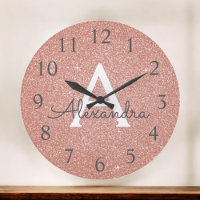Pink Rose Gold Sparkle Glitter Monogram Name