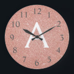 Pink Rose Gold Sparkle Glitter Monogram Name Große Wanduhr<br><div class="desc">Rosa - Rose Gold Sparkle Glitzer Monogramm Name und erste Serving Wall Uhr. Die Wall-Uhr ist das ideale Geschenk für jemanden,  der rosa funkelnden Glitzer Liebe.</div>