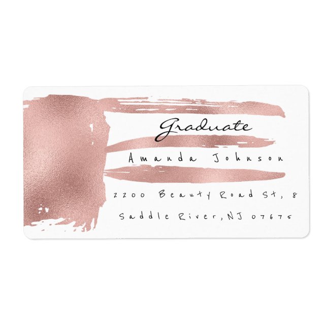 Pink Rose Golden Brush Stroke Graduate Vielen Dank (Vorne)