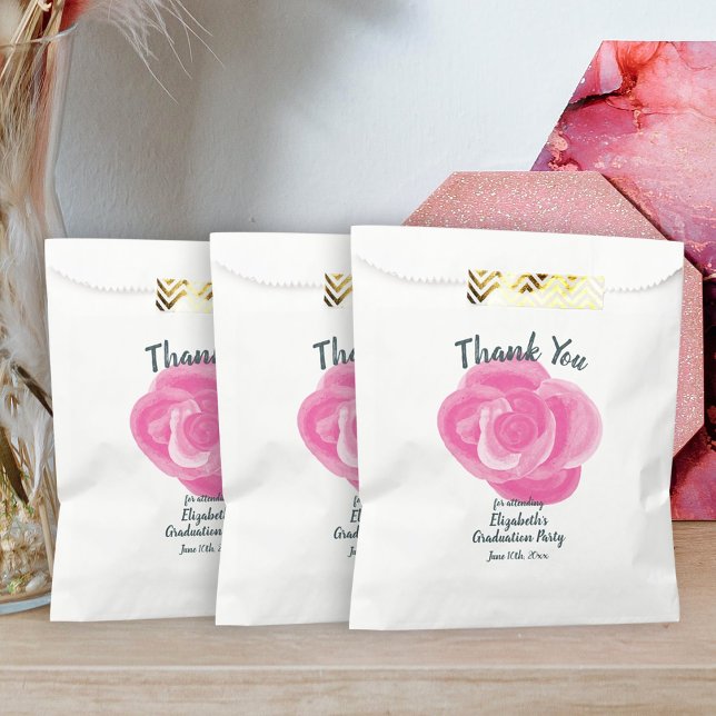 Pink Rose Graduation Party Gefallen Tasche Geschenktütchen (pink graduation party favor bags goodie bags treats grad graduate pink rose)