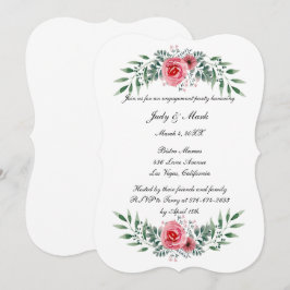 Pink Rose Green Foliage Engagement Party Einladung