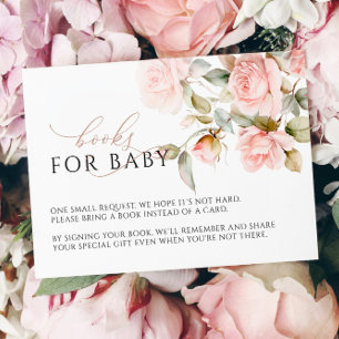 Pink Rose & Greenery Feuille Livres Demande Carte