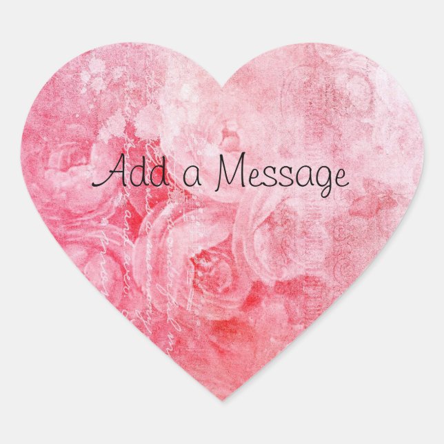 Pink Rose Heart Sticker mit individueller Rosenfor (Vorderseite)