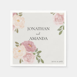 Pink Rose Hochzeitscocktail Serviette