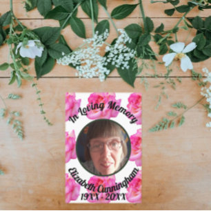 Pink Rose Lose Memory Foto mit Gedicht Memorial Einladung