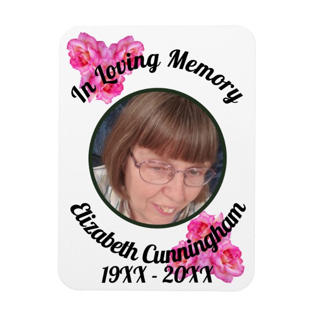 Pink Rose Loving Memory Photo Memorial  Magnet (Vertikal)