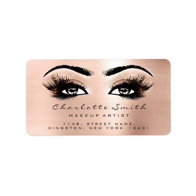 Pink Rose Makeup Lashes Stylst Beauty UAWG Adressaufkleber (Vorne)
