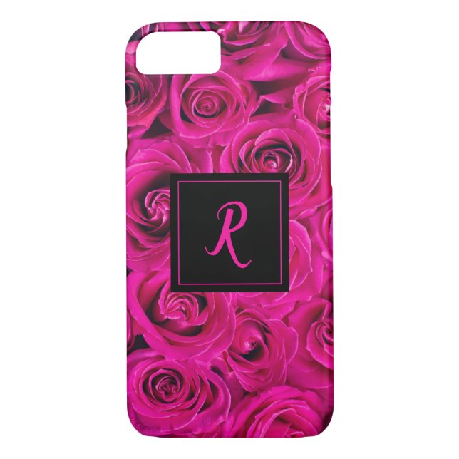 Pink Rose Mit Monogramm Case-Mate iPhone Hülle (Rückseite)