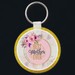 Pink Rose Mother’s Day I Best Mother Ever Schlüsselanhänger<br><div class="desc">Pink Rose Mother’s Day I Best Mother Ever keychain. Give Mom a daily reminder of her "Best Mother Ever" status with this elegant and durable custom keychain. Featuring a beautiful pink floral bouquet and a vibrant gold glitter-texture border, this accessory adds a touch of sophisticated charm to any set of...</div>