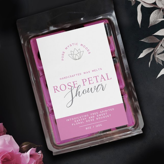 Pink rose parfumé cire fond produit étiquette (Créateur téléchargé)