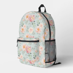 Pink Rose Pastel Garden Muster Bedruckter Rucksack
