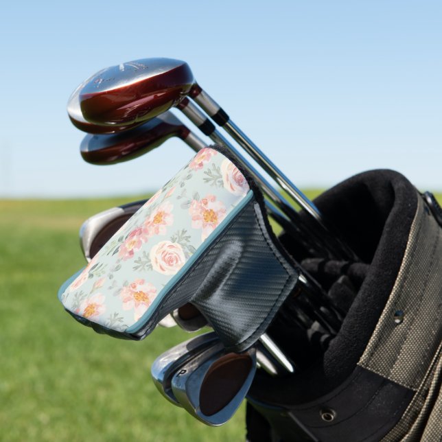 Pink Rose Pastel Garden Muster Golf Headcover (In Situ)