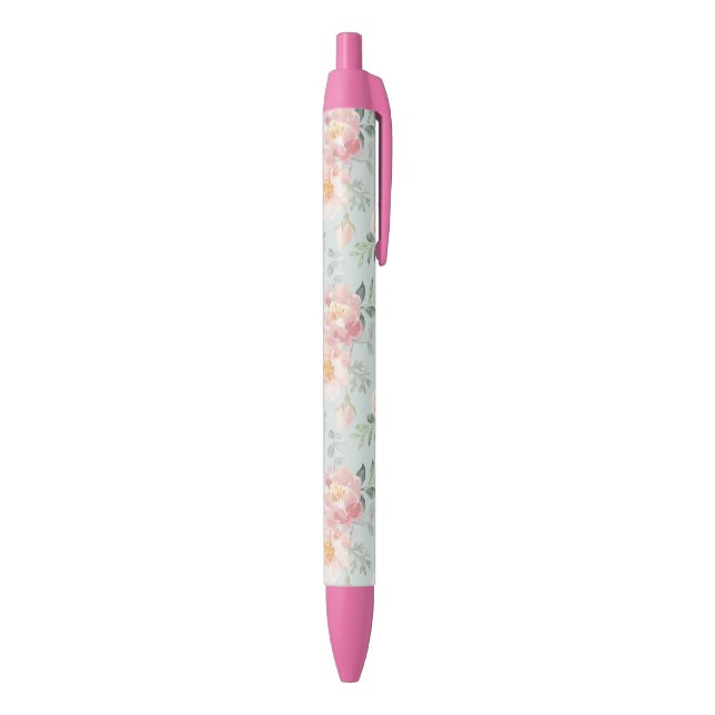 Pink Rose Pastel Garden Muster Kugelschreiber (Unterseite (Vertikal))
