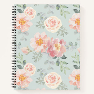 Pink Rose Pastel Garden Muster Notizbuch