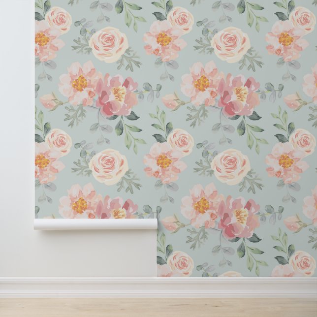 Pink Rose Pastel Garden Muster Tapete (Anwendung)
