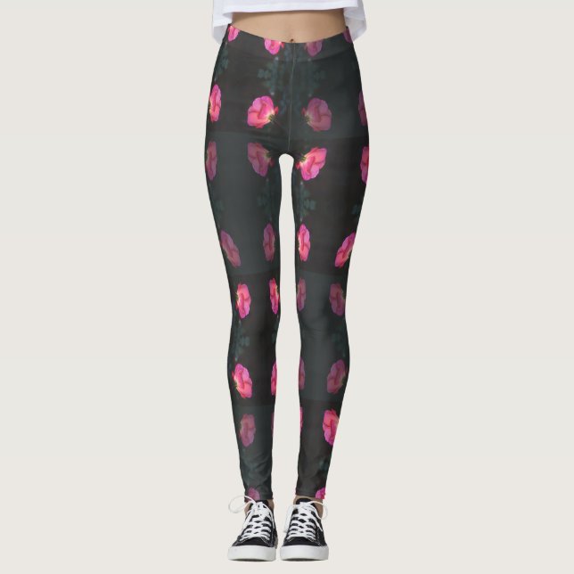 Pink Rose Pattern Leggings (Vorderseite)