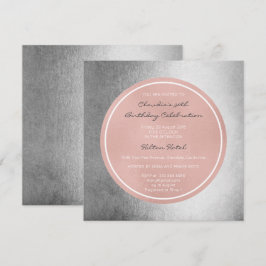 Pink Rose Pearly Blush Black Gray Metallic Circle Einladung