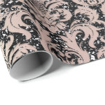Pink Rose Pearly Metallic Black Damask Glitzer Geschenkpapier<br><div class="desc">Glam und Chic Wrapping Paper für viele Anlässe wie Geburtstag,  Jubiläum,  Hochzeit,  Brautparty,  neue Arbeit,  neue Zuhause,  Corporate Party,  Ruhestand Party,  neues Baby..</div>