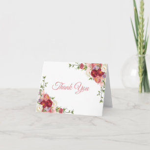 Pink & Rose Peony Wasserfarbe Blume Dankeskarte