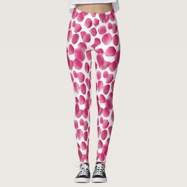 Pink Rose Petals Pattern Leggings (Vorderseite)