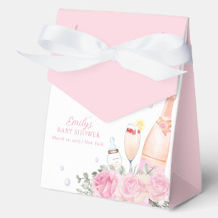 Pink Rose Poppin Champagner Flaschen Babydusche Geschenkschachtel