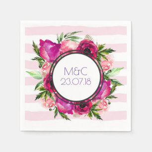 Pink Rose & Poppy Bouquet Wedding Serviette