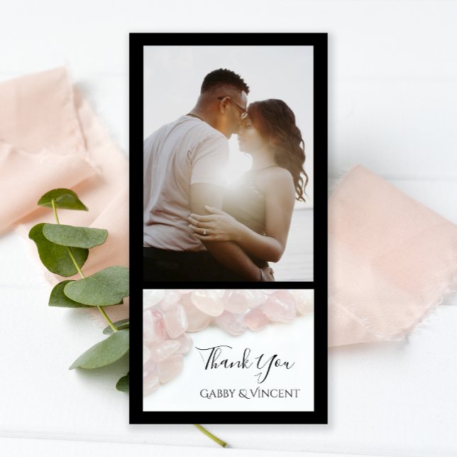 Pink Rose Quartz Wedding Thank You Foto Card Dankeskarte (Von Creator hochgeladen)