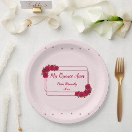 Pink Rose Quinceañera Pappteller