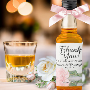 Pink Rose Reflections Wedding Danke Mini Alkoholflaschenetikett