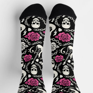 Pink Rose Rockwave Crew Socke