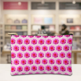 Pink Rose Seamless Pattern Pouch Zubehörtasche