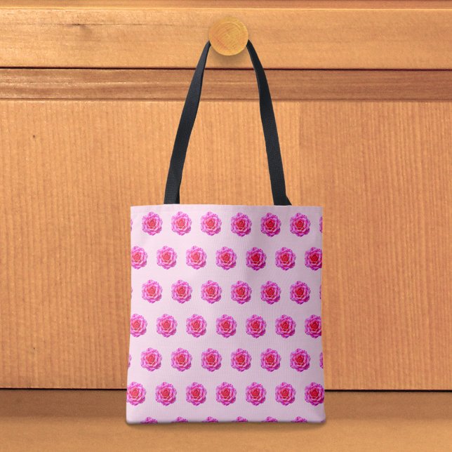 Pink Rose Seamless Pattern Tote Bag Tasche (Tote bag with seamless pattern of a pink rose)