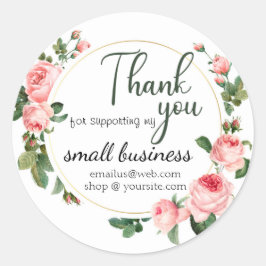 Pink Rose Small Business Vielen Dank Logo angepass Runder Aufkleber
