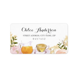 Pink Rose Teacup Brautparty Address Labels Adressaufkleber
