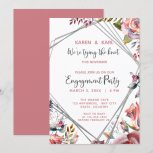 Pink Rose Terrarium Engagement Party Invitation